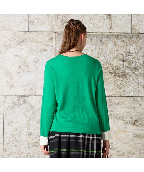 Liliane Burty(Lサイズ) / リリアンビューティ ニット・セーター | 【L~4L】袖カフス配色ニット | 詳細9