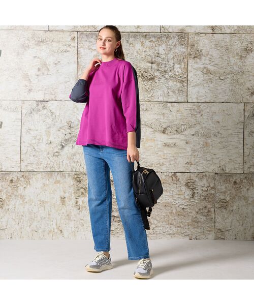 Liliane Burty（Lサイズ） / リリアンビューティ ニット・セーター | 【L・3L】配色ハイネックプルオーバーニット | 詳細10