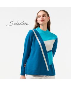 Liliane Burty（Lサイズ） / リリアンビューティ ニット・セーター | 【L～4L/アンサンブル対応】カシミヤスクエア柄ニット