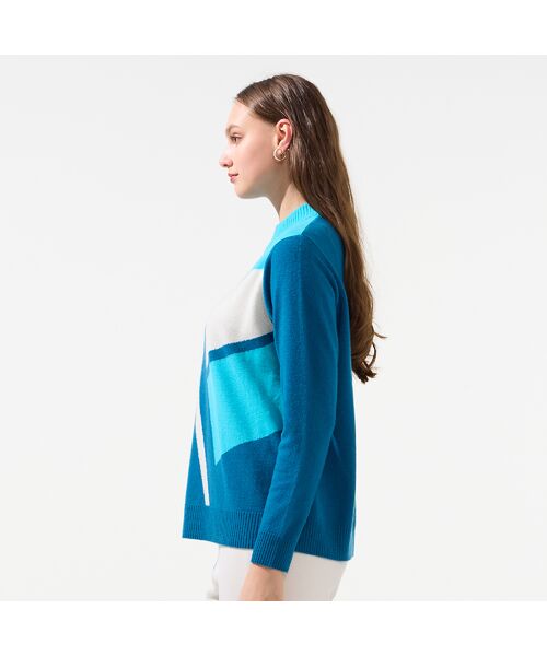 Liliane Burty（Lサイズ） / リリアンビューティ ニット・セーター | 【L～4L/アンサンブル対応】カシミヤスクエア柄ニット | 詳細7