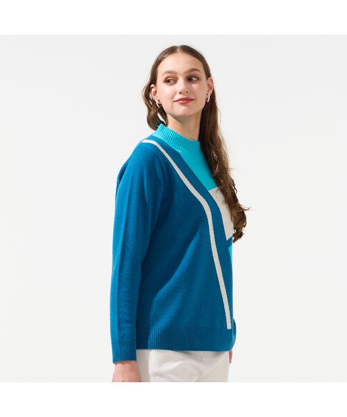 Liliane Burty（Lサイズ） / リリアンビューティ ニット・セーター | 【L～4L/アンサンブル対応】カシミヤスクエア柄ニット | 詳細8