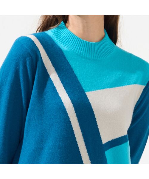 Liliane Burty（Lサイズ） / リリアンビューティ ニット・セーター | 【L～4L/アンサンブル対応】カシミヤスクエア柄ニット | 詳細12