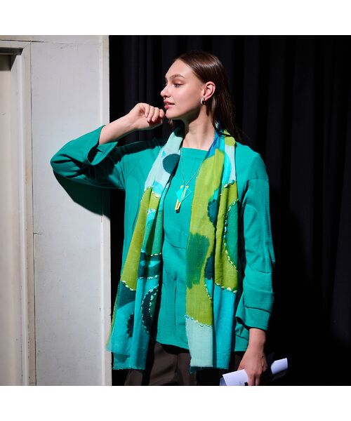 Liliane Burty（Lサイズ） / リリアンビューティ マフラー・ショール・スヌード・ストール | インド製ウールストール | 詳細1