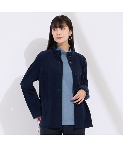 Liliane Burty（Lサイズ） / リリアンビューティ その他アウター | 【M～4L】吸湿発熱スタンドカラーコート（ダークブルー）