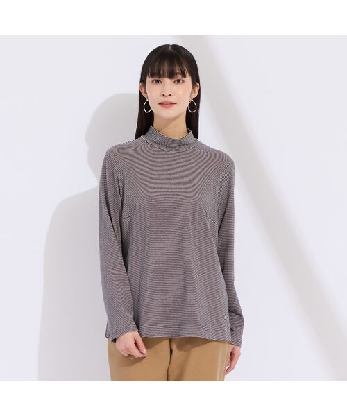 Liliane Burty（Lサイズ） / リリアンビューティ カットソー | 【M～4L】吸湿発熱ハイネックボーダーＴシャツ | 詳細1