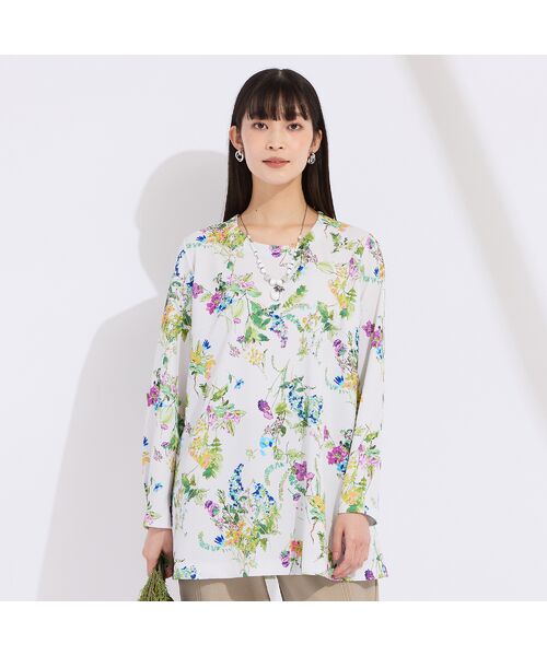 Liliane Burty（Lサイズ） / リリアンビューティ カットソー | 【M～4L】フラワープリントチュニック | 詳細1