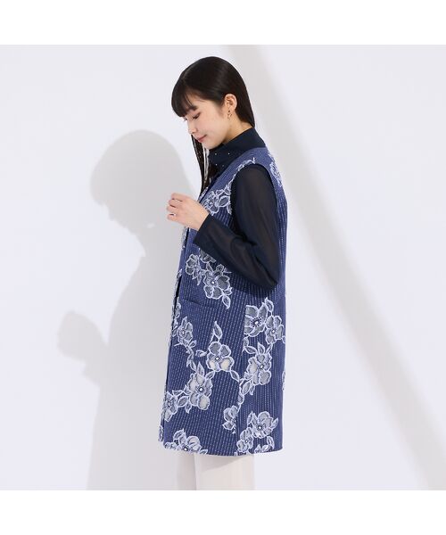 Liliane Burty（Lサイズ） / リリアンビューティ ベスト | 【11～17号】フランス製素材ジャカードノーカラーベスト | 詳細2