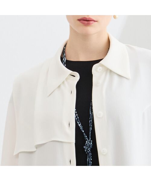 Liliane Burty（Lサイズ） / リリアンビューティ シャツ・ブラウス | 【M～4L/セットアップ対応】バックサテン梨地衿付きブラウス | 詳細10