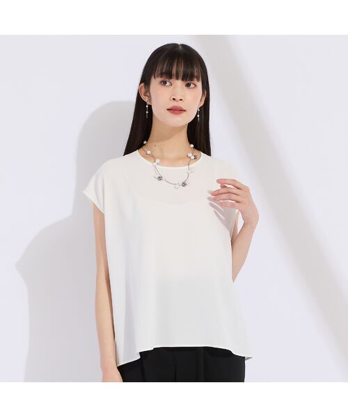 Liliane Burty（Lサイズ） / リリアンビューティ シャツ・ブラウス | 【WEB先行販売/セットアップ対応】バックサテン梨地フレンチスリーブブラウス | 詳細1