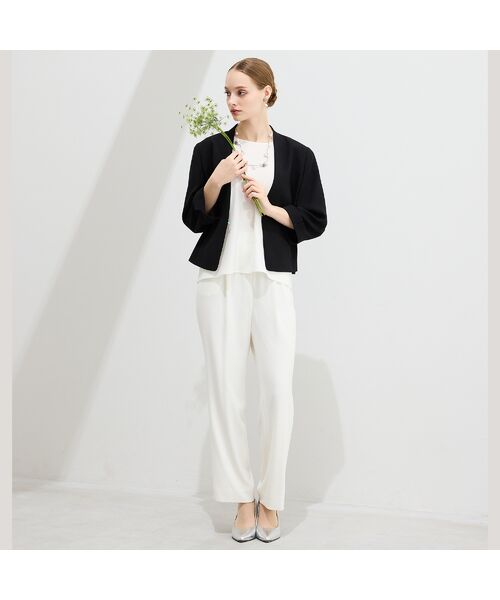 Liliane Burty（Lサイズ） / リリアンビューティ シャツ・ブラウス | 【M～4L/セットアップ対応】バックサテン梨地フレンチスリーブブラウス | 詳細10