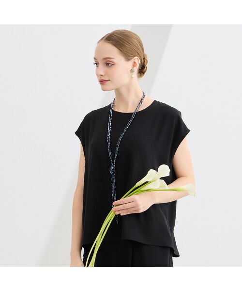 Liliane Burty（Lサイズ） / リリアンビューティ シャツ・ブラウス | 【WEB先行販売/セットアップ対応】バックサテン梨地フレンチスリーブブラウス | 詳細6