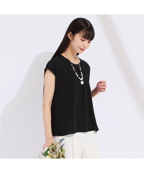 Liliane Burty（Lサイズ） / リリアンビューティ シャツ・ブラウス | 【WEB先行販売/セットアップ対応】バックサテン梨地フレンチスリーブブラウス | 詳細10