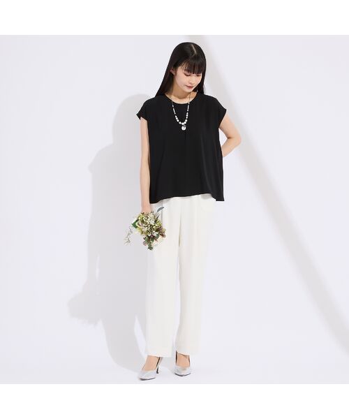 Liliane Burty（Lサイズ） / リリアンビューティ シャツ・ブラウス | 【WEB先行販売/セットアップ対応】バックサテン梨地フレンチスリーブブラウス | 詳細11