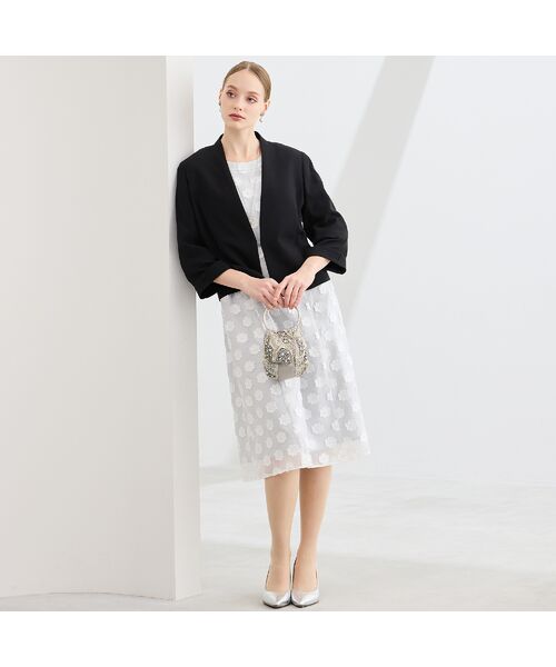 Liliane Burty(Lサイズ) / リリアンビューティ ノーカラージャケット | 【WEB先行販売・セットアップ対応】バックサテン梨地ノーカラージャケット | 詳細11