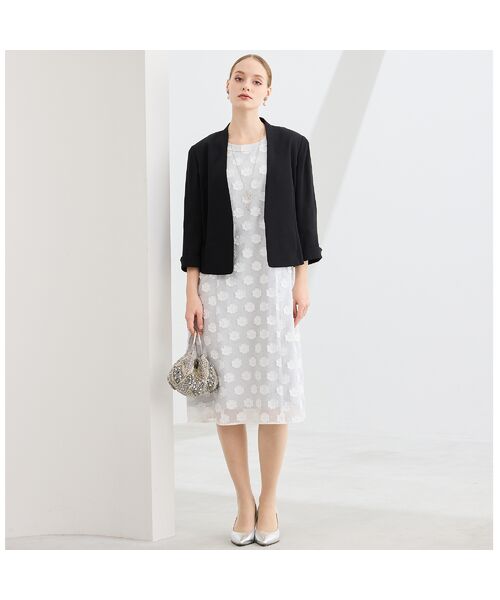 Liliane Burty(Lサイズ) / リリアンビューティ ノーカラージャケット | 【WEB先行販売・セットアップ対応】バックサテン梨地ノーカラージャケット | 詳細12