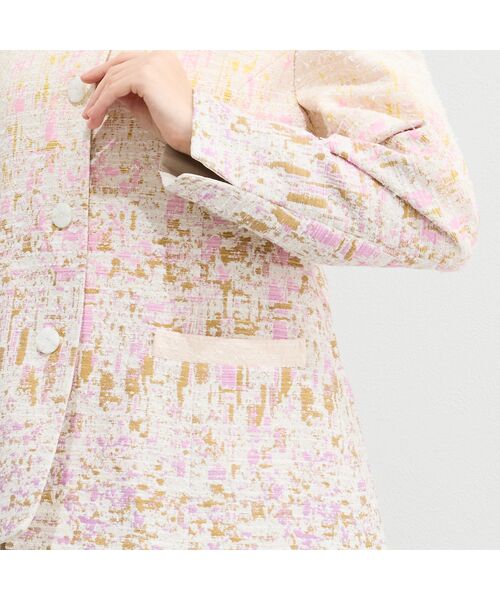 Liliane Burty（Lサイズ） / リリアンビューティ ノーカラージャケット | 【11～17号】フランス製素材ジャカードノーカラージャケット | 詳細9