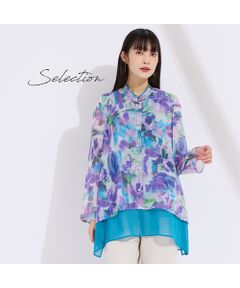 Liliane Burty（Lサイズ） / リリアンビューティ シャツ・ブラウス | 【11～17号】フラワープリント楊柳ブラウス