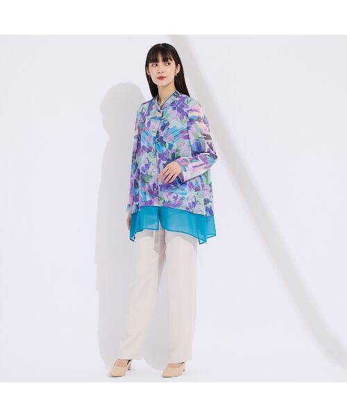 Liliane Burty（Lサイズ） / リリアンビューティ シャツ・ブラウス | 【11～17号】フラワープリント楊柳ブラウス | 詳細4