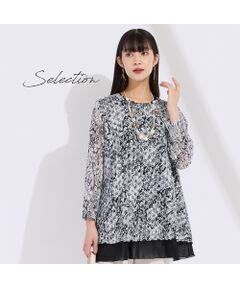 Liliane Burty（Lサイズ） / リリアンビューティ カットソー | 【L～4L】イタリア製素材チュールプリントチュニック