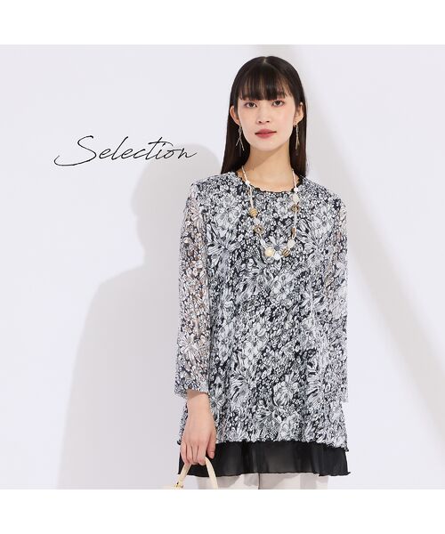 Liliane Burty（Lサイズ） / リリアンビューティ カットソー | 【L～4L】イタリア製素材チュールプリントチュニック | 詳細1