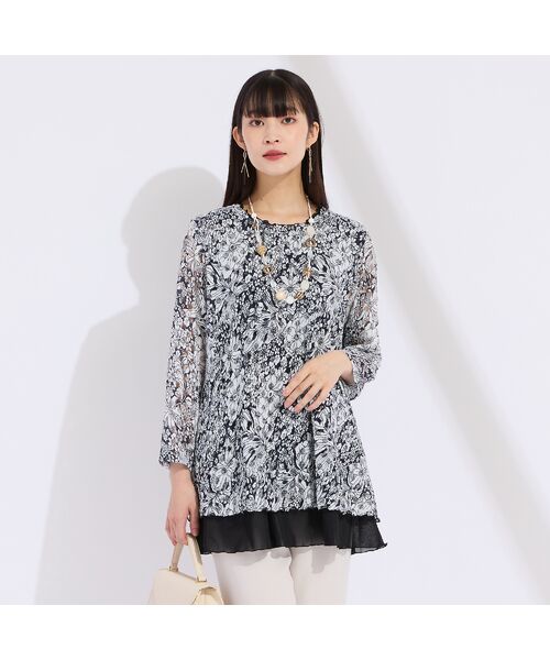 Liliane Burty（Lサイズ） / リリアンビューティ カットソー | 【L～4L】イタリア製素材チュールプリントチュニック | 詳細2