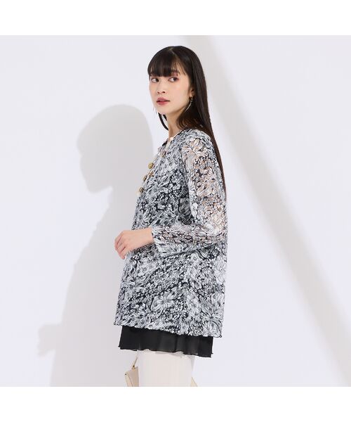 Liliane Burty（Lサイズ） / リリアンビューティ カットソー | 【L～4L】イタリア製素材チュールプリントチュニック | 詳細3