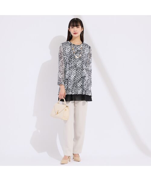 Liliane Burty（Lサイズ） / リリアンビューティ カットソー | 【L～4L】イタリア製素材チュールプリントチュニック | 詳細5