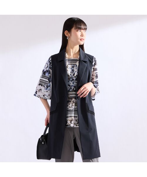 Liliane Burty（Lサイズ） / リリアンビューティ ベスト | 【M～4L】はっ水・接触冷感テーラードベスト（ブラック）