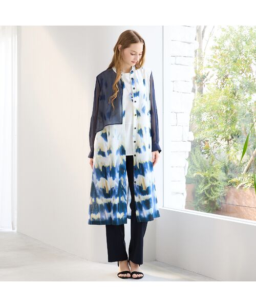 Liliane Burty(Lサイズ) / リリアンビューティ ミニ丈・ひざ丈ワンピース | 【M~4L】レイヤード風タイダイプリントワンピース | 詳細1