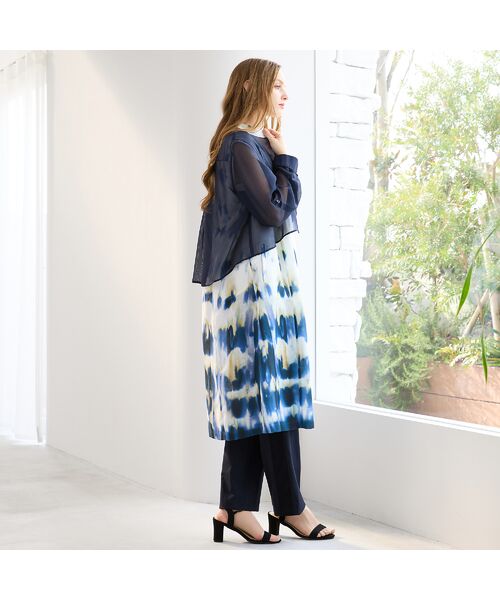 Liliane Burty(Lサイズ) / リリアンビューティ ミニ丈・ひざ丈ワンピース | 【M~4L】レイヤード風タイダイプリントワンピース | 詳細2