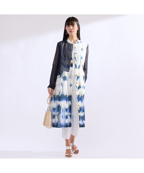 Liliane Burty(Lサイズ) / リリアンビューティ ミニ丈・ひざ丈ワンピース | 【M~4L】レイヤード風タイダイプリントワンピース | 詳細4