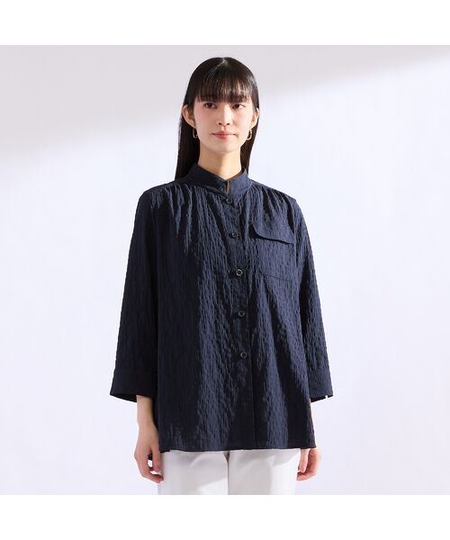 Liliane Burty(Lサイズ) / リリアンビューティ シャツ・ブラウス | 【M~4L】バンドカラーサッカーチェックブラウス | 詳細2