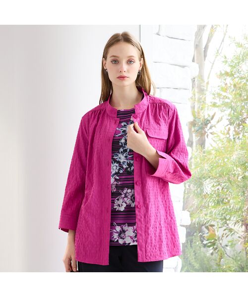 Liliane Burty(Lサイズ) / リリアンビューティ シャツ・ブラウス | 【M~4L】バンドカラーサッカーチェックブラウス | 詳細9