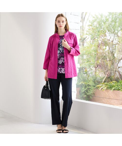 Liliane Burty(Lサイズ) / リリアンビューティ シャツ・ブラウス | 【M~4L】バンドカラーサッカーチェックブラウス | 詳細13