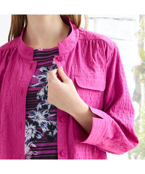 Liliane Burty(Lサイズ) / リリアンビューティ シャツ・ブラウス | 【M~4L】バンドカラーサッカーチェックブラウス | 詳細14