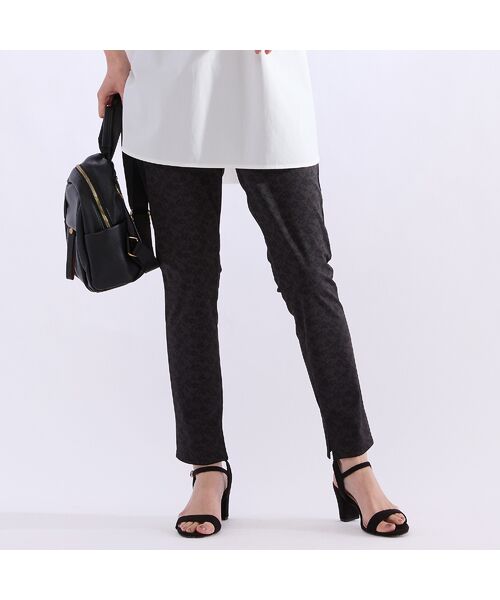 Liliane Burty(Lサイズ) / リリアンビューティ レギンス・スパッツ | 【L~4L】接触冷感レースプリントレギンス(グレー)