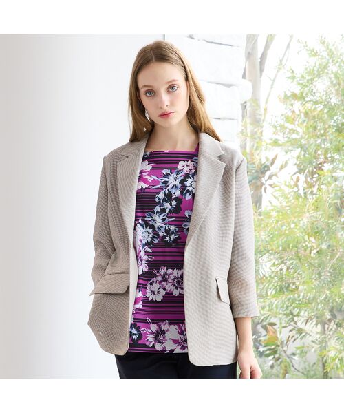 Liliane Burty(Lサイズ) / リリアンビューティ テーラードジャケット | 【M~4L】シャンブレーカラミジャケット | 詳細1