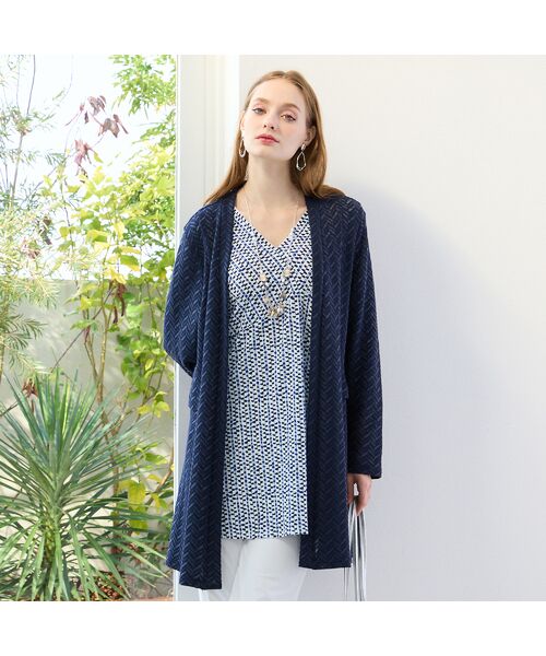 Liliane Burty(Lサイズ) / リリアンビューティ カーディガン・ボレロ | 【M~4L/アンサンブル可】イタリア製素材ヘリンボーンカーディガン | 詳細1