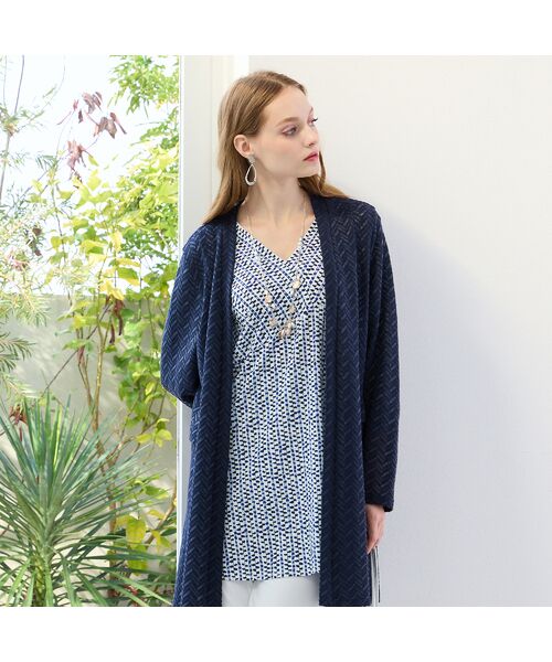 Liliane Burty(Lサイズ) / リリアンビューティ カーディガン・ボレロ | 【M~4L/アンサンブル可】イタリア製素材ヘリンボーンカーディガン | 詳細2