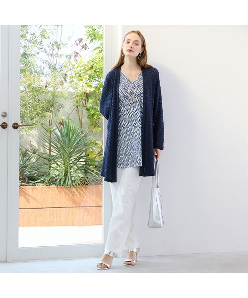 Liliane Burty(Lサイズ) / リリアンビューティ カーディガン・ボレロ | 【M~4L/アンサンブル可】イタリア製素材ヘリンボーンカーディガン | 詳細4