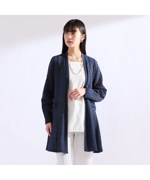 Liliane Burty(Lサイズ) / リリアンビューティ カーディガン・ボレロ | 【M~4L/アンサンブル可】イタリア製素材ヘリンボーンカーディガン | 詳細6