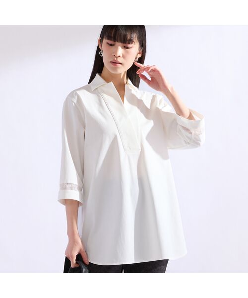 Liliane Burty（Lサイズ） / リリアンビューティ シャツ・ブラウス | 【M～4L】はっ水・接触冷感スキッパーブラウス | 詳細1