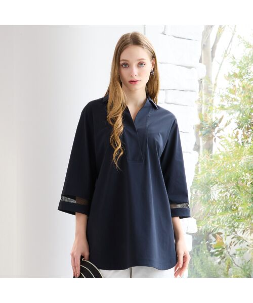 Liliane Burty（Lサイズ） / リリアンビューティ シャツ・ブラウス | 【M～4L】はっ水・接触冷感スキッパーブラウス | 詳細7