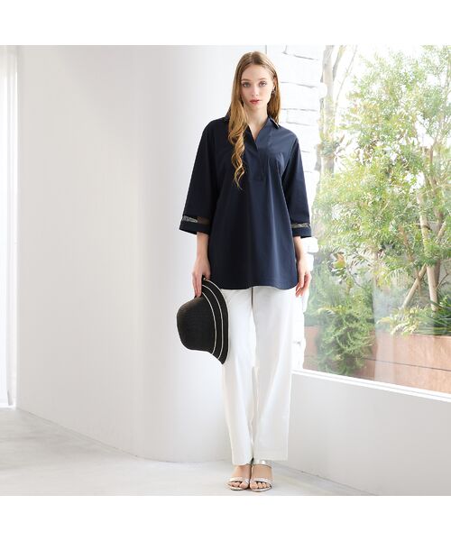 Liliane Burty（Lサイズ） / リリアンビューティ シャツ・ブラウス | 【M～4L】はっ水・接触冷感スキッパーブラウス | 詳細10