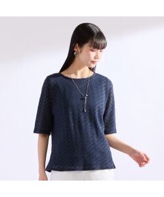 Liliane Burty（Lサイズ） / リリアンビューティ カットソー | 【M～4L/アンサンブル可】イタリア製素材ヘリンボーンTシャツ