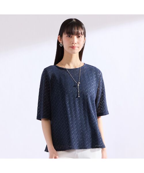 Liliane Burty(Lサイズ) / リリアンビューティ カットソー | 【M~4L/アンサンブル可】イタリア製素材ヘリンボーンTシャツ | 詳細1