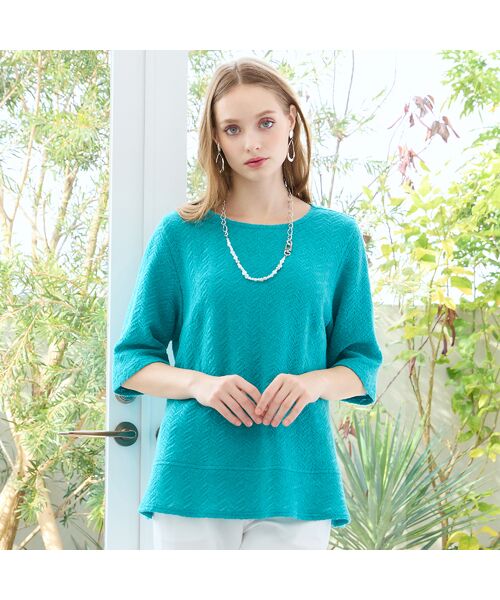 Liliane Burty(Lサイズ) / リリアンビューティ カットソー | 【M~4L/アンサンブル可】イタリア製素材ヘリンボーンTシャツ | 詳細7