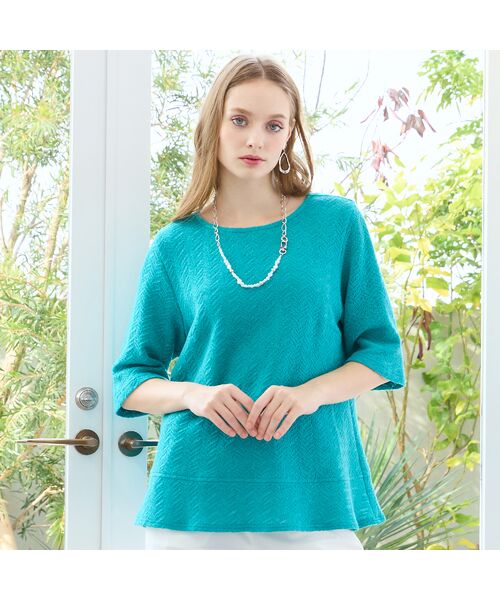 Liliane Burty(Lサイズ) / リリアンビューティ カットソー | 【M~4L/アンサンブル可】イタリア製素材ヘリンボーンTシャツ | 詳細8