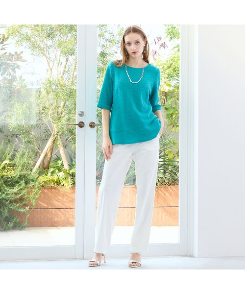 Liliane Burty(Lサイズ) / リリアンビューティ カットソー | 【M~4L/アンサンブル可】イタリア製素材ヘリンボーンTシャツ | 詳細9