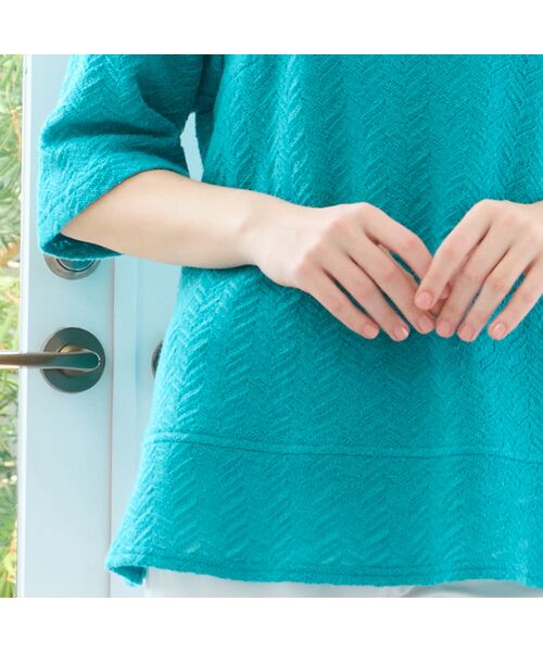 Liliane Burty(Lサイズ) / リリアンビューティ カットソー | 【M~4L/アンサンブル可】イタリア製素材ヘリンボーンTシャツ | 詳細14